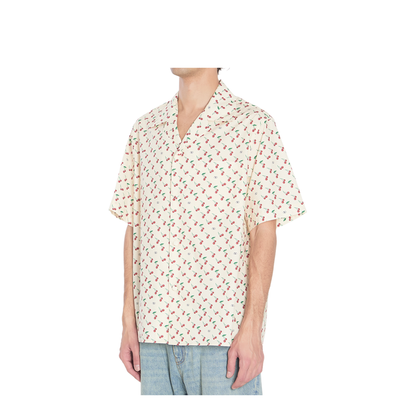 Cotton Poplin Bowling Shirt With Cherryfic Print