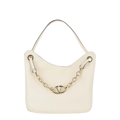 Hobo Bag Crafted in Ivory Grained Leather