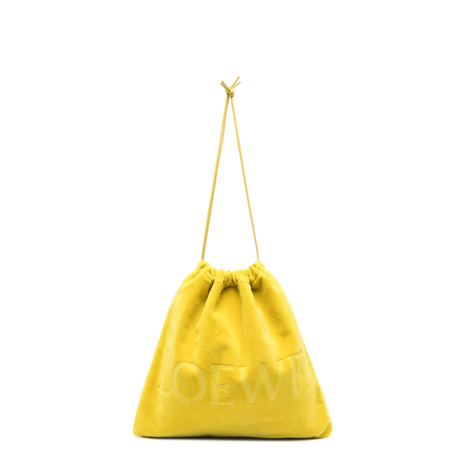 Medium Drawstring Pouch in Terrycloth Yellow