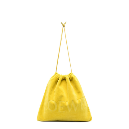 Medium Drawstring Pouch in Terrycloth Yellow
