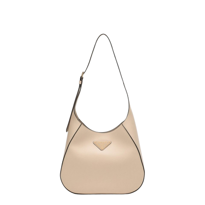 Travertine-Coloured Leather Shoulder Bag