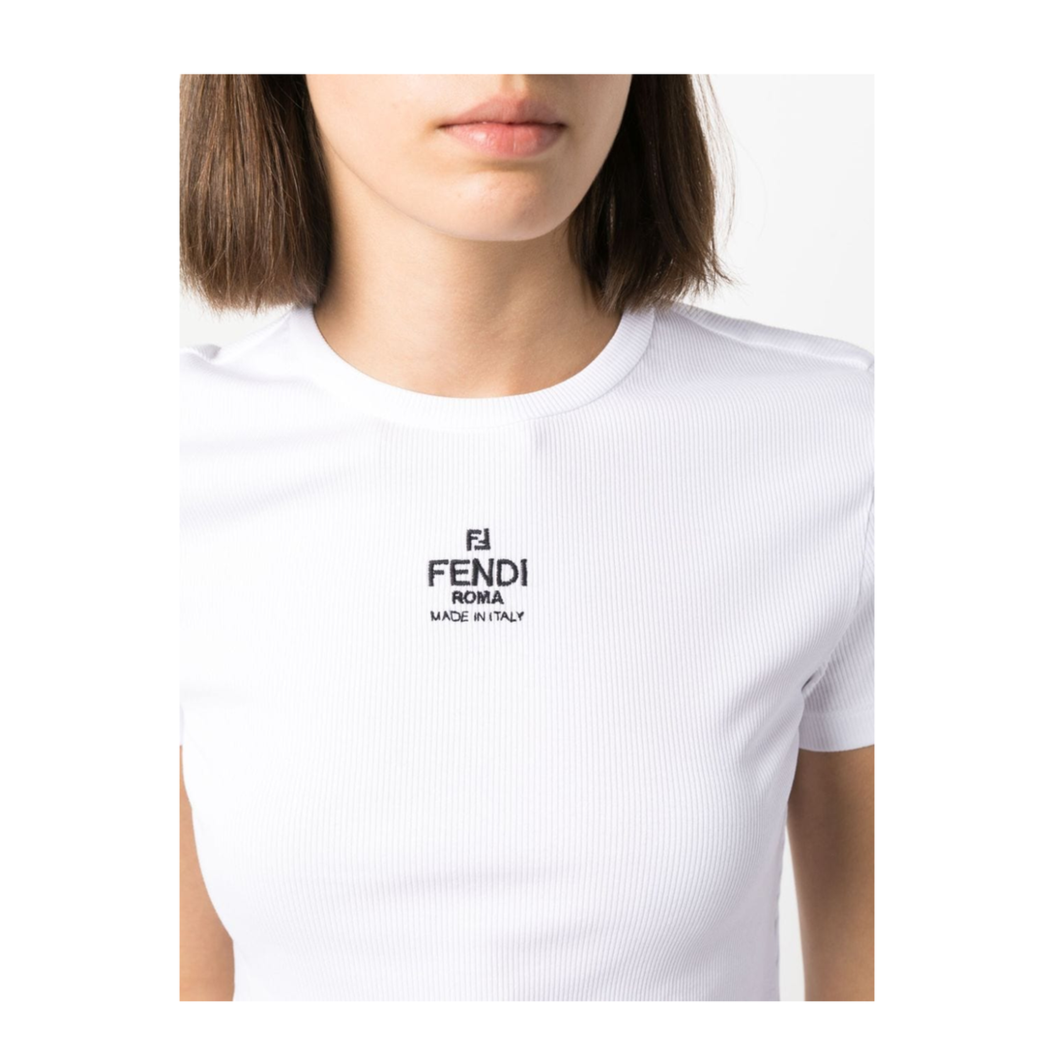 White Cropped T-Shirt with Logo