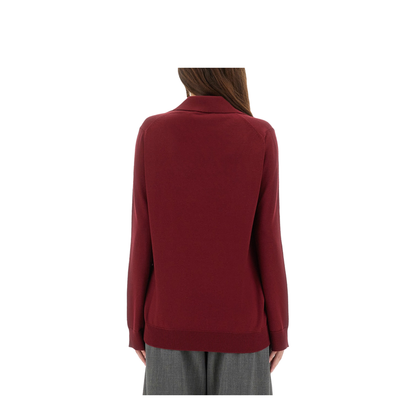 Extra Fine Wool Polo Top in Rosso Ancora Red
