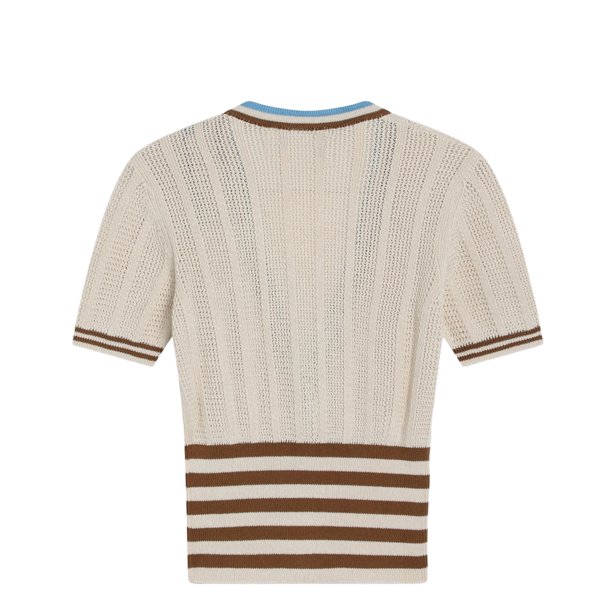 Openwork Striped Cotton Cardigan