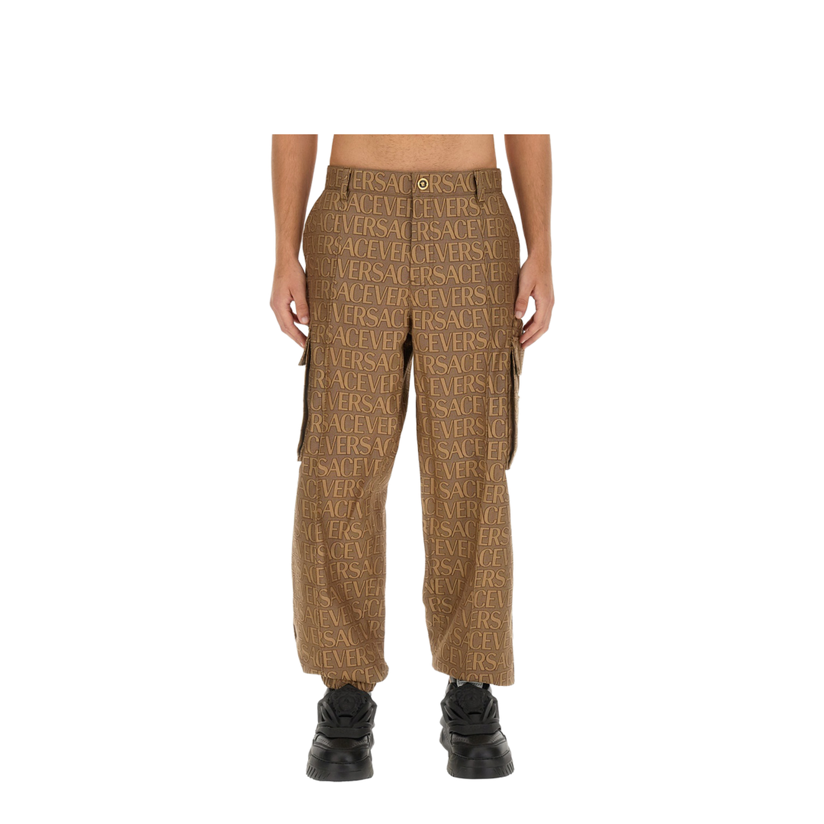 Cargo Trousers In Cotton Blend In Brown