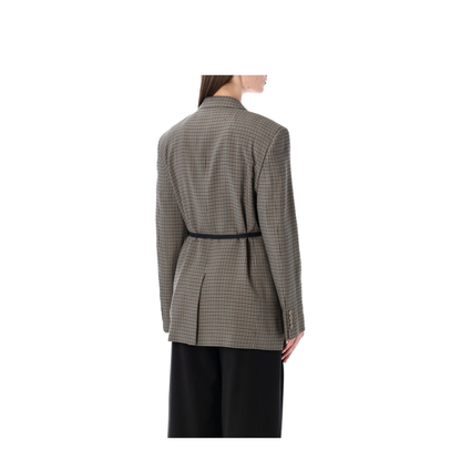 Wrap Tailored Jacket in Khaki/Brown