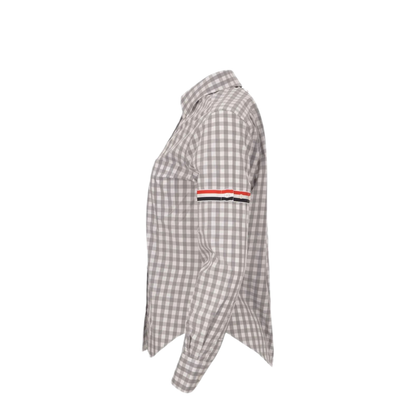 MAYFEYR - Thom Browne - Classic Long Sleeve Point Collar Shirt With Armbands In Gingham Check Poplin - FLL203OF0998035