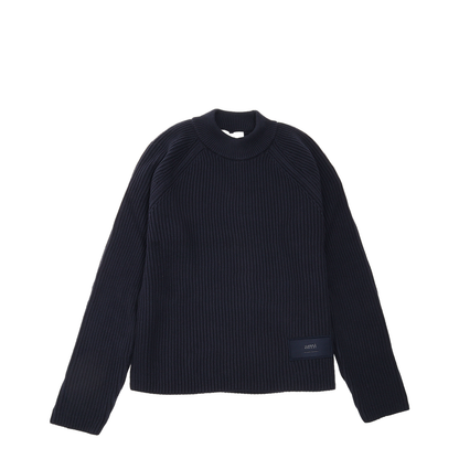 Navy Roll Neck Sweater Night Blue Red