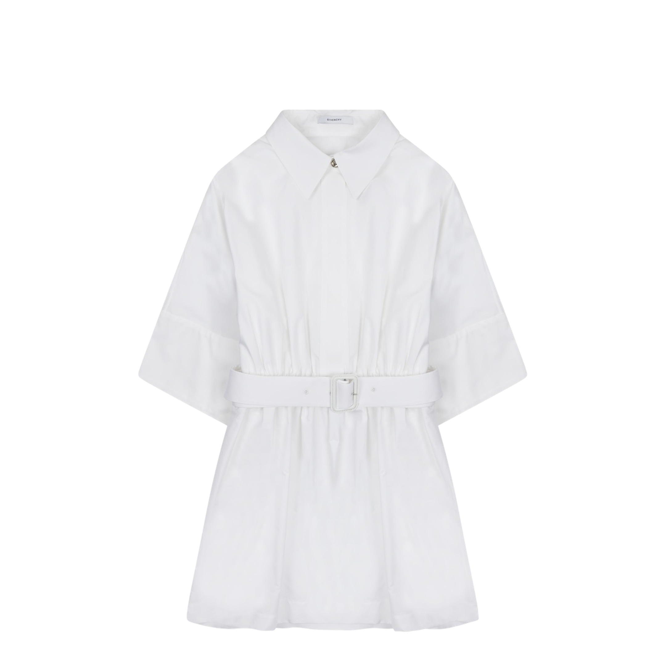 Mini Chemisier Dress in White Poplin