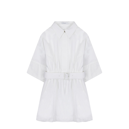 Mini Chemisier Dress in White Poplin