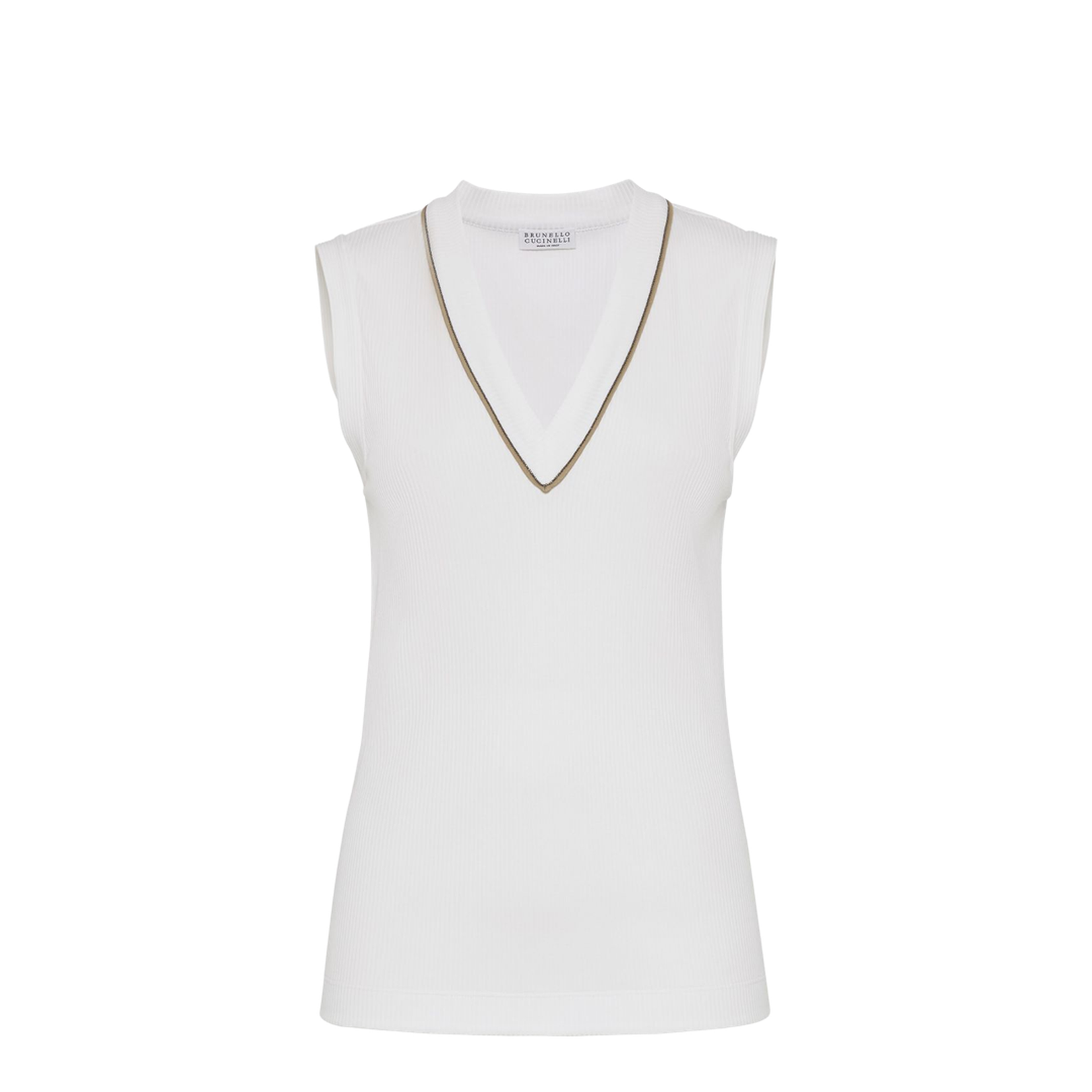 Ribbed Jersey Top in Off-White