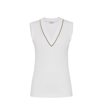 Ribbed Jersey Top in Off-White