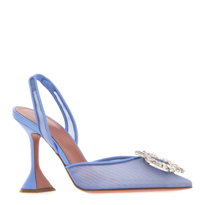 MAYFEYR - Amina Muaddi - Begum Mesh Sling Pumps - BEGUMMESHSLING95BABYBLUE