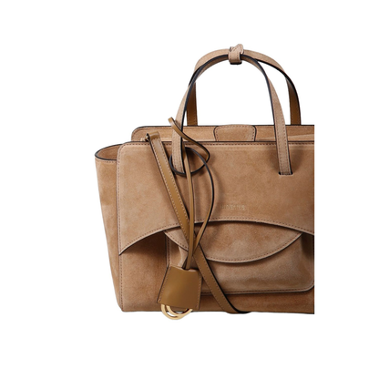 Flap Pocket Medium Calfskin Tote - Brown