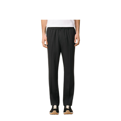 Black Wool Elasticated Waist Trousers