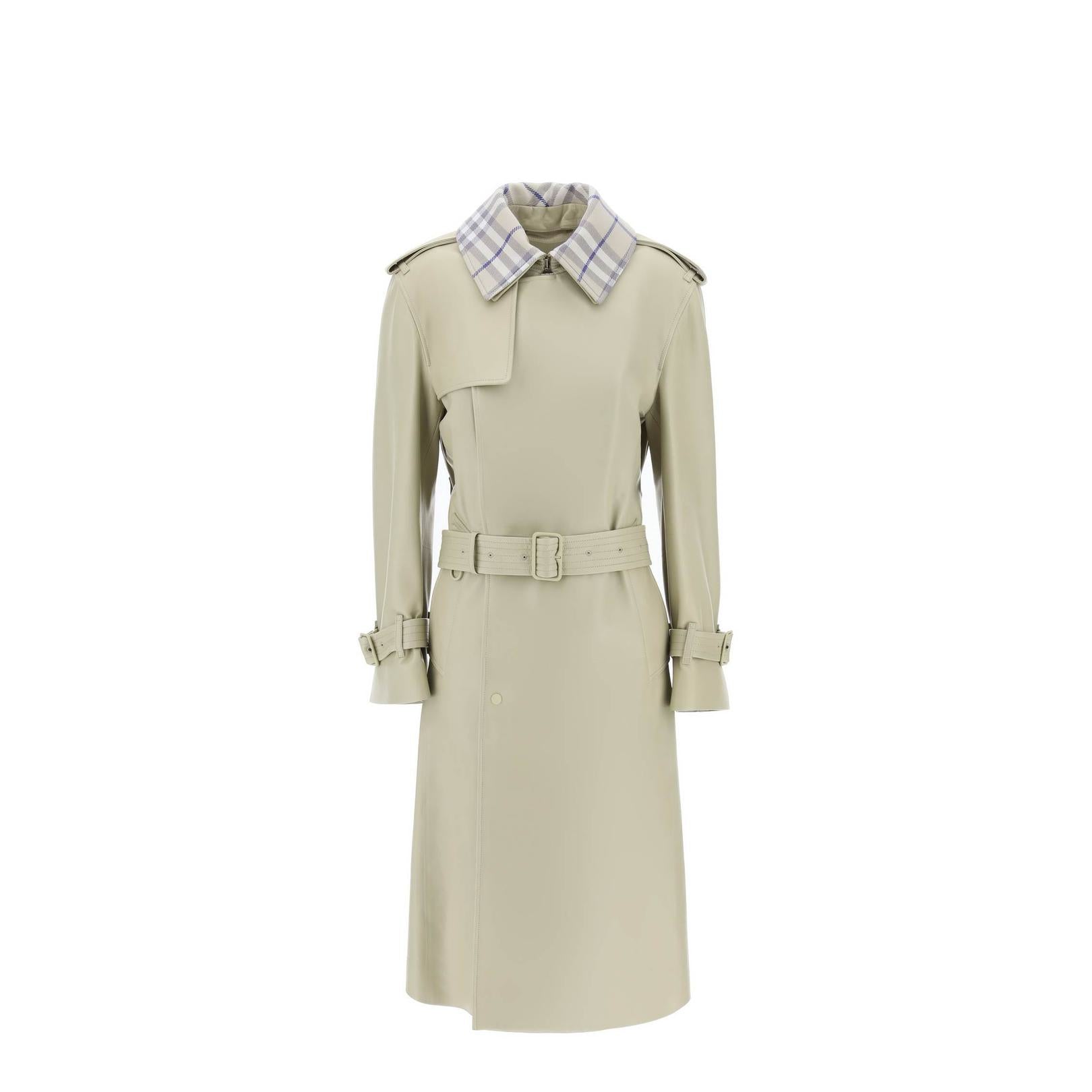 Burberry long leather trench coat