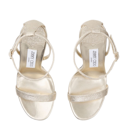 MAYFEYR - Jimmy Choo - Moza Leather Heel Sandals - MOZA/PF120DXBPLATINUM
