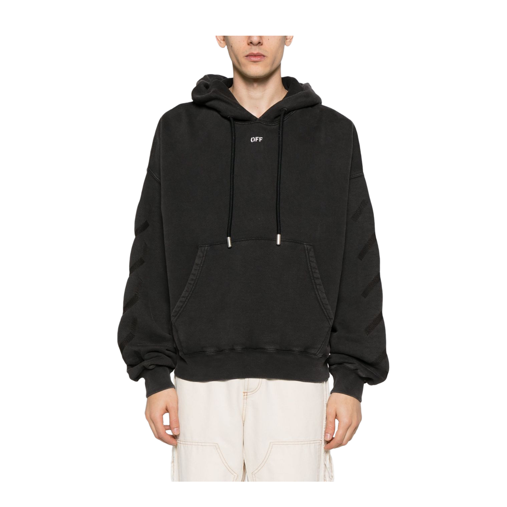 Black Cotton Jersey Logo Hoodie