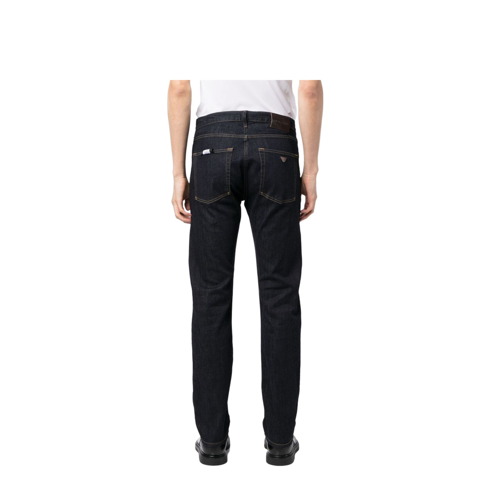Indigo Blue Stretch-Cotton Dark Wash Low-Rise Slim Cut Jeans