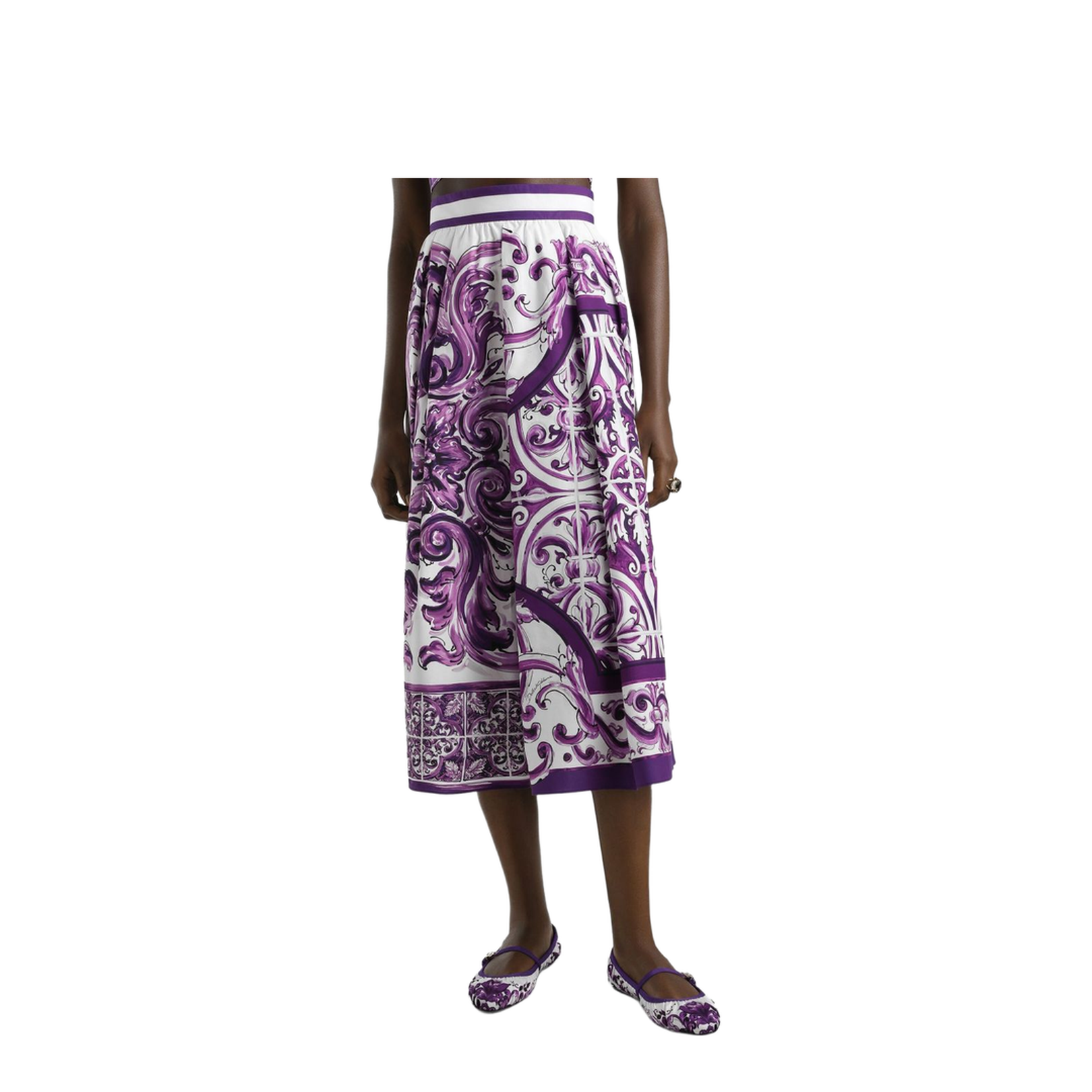 Majolica-print pleated skirt in Multicolor