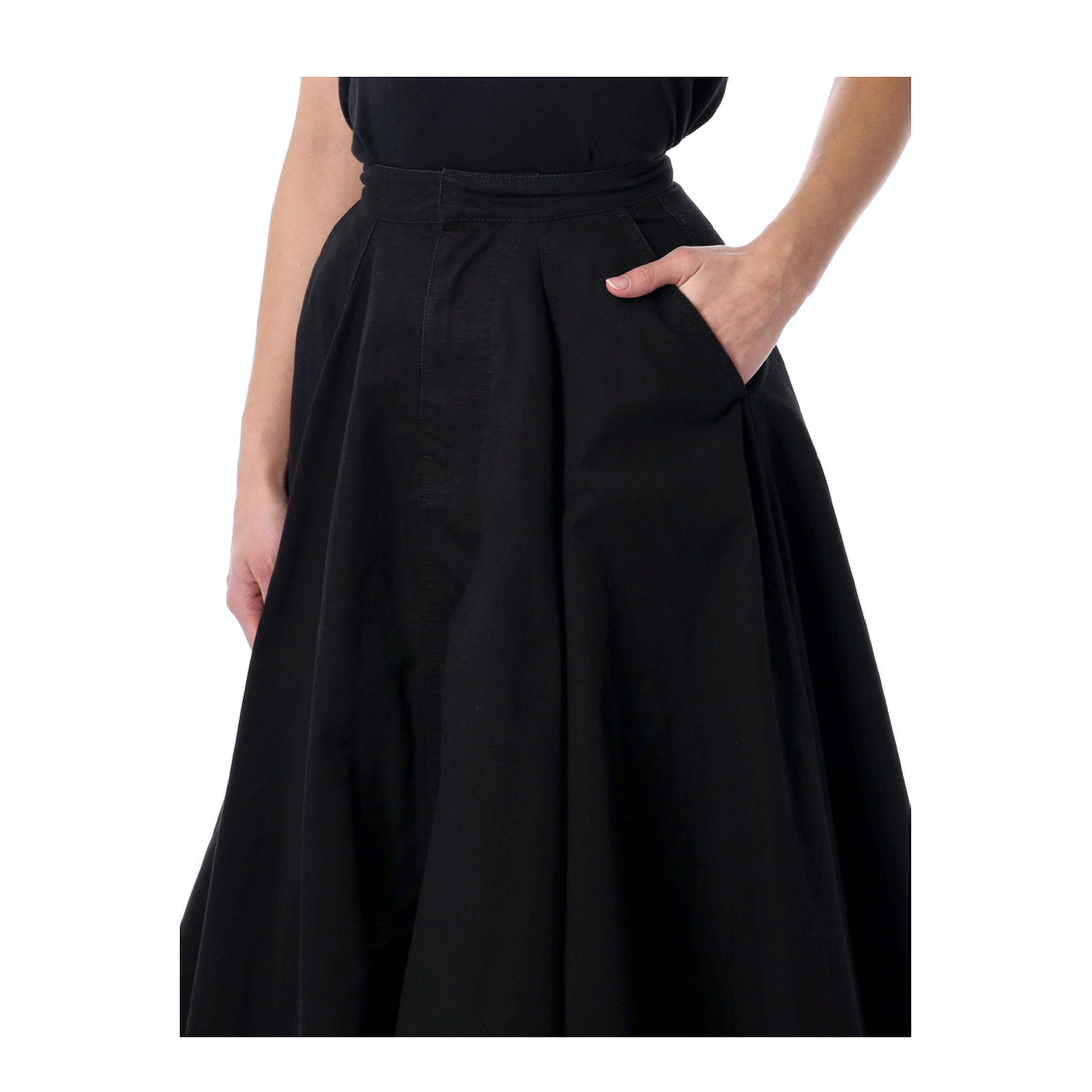 Godet Maxi Skirt in Black
