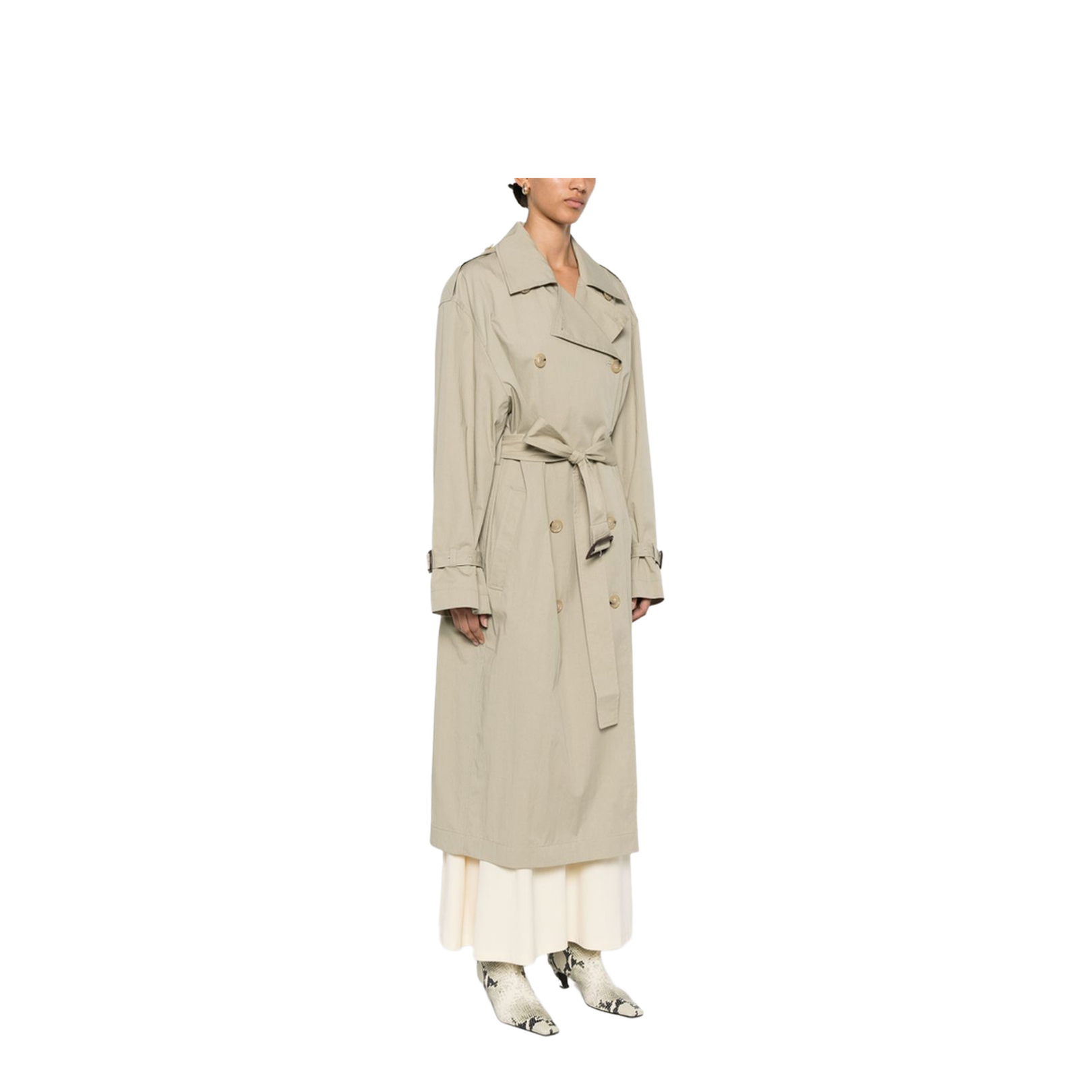 Beige Double-Breasted Trench Coat