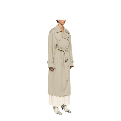 Beige Double-Breasted Trench Coat