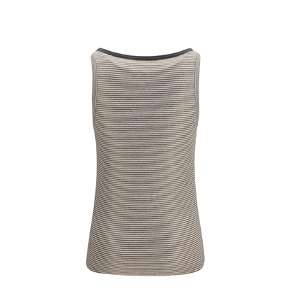 MAYFEYR - Brunello Cucinelli - Striped Linen Lamé Jersey Tank Top With Glossy Finishes - MQ977DU530