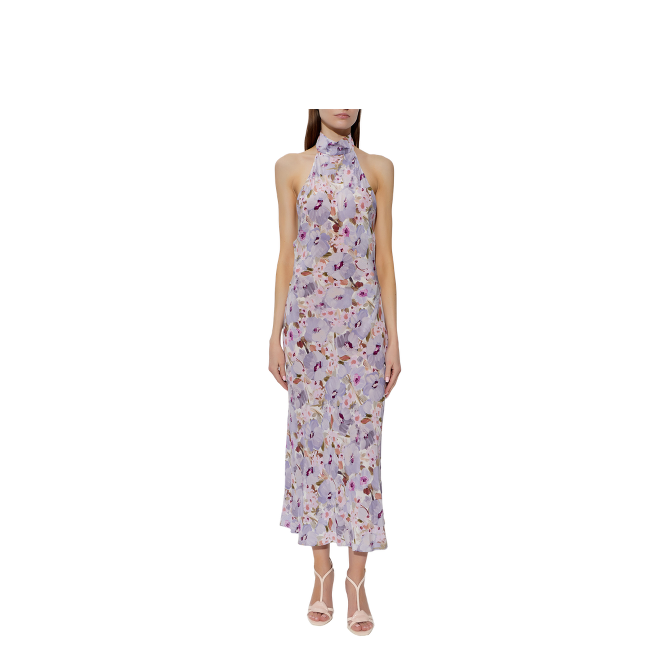Silk Dress with Floral Motif