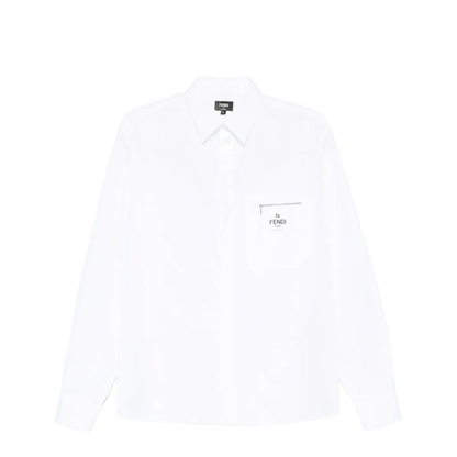 MAYFEYR - Fendi - Boxy Fit Cotton Shirt With Zip Pocket - FS1098AN08