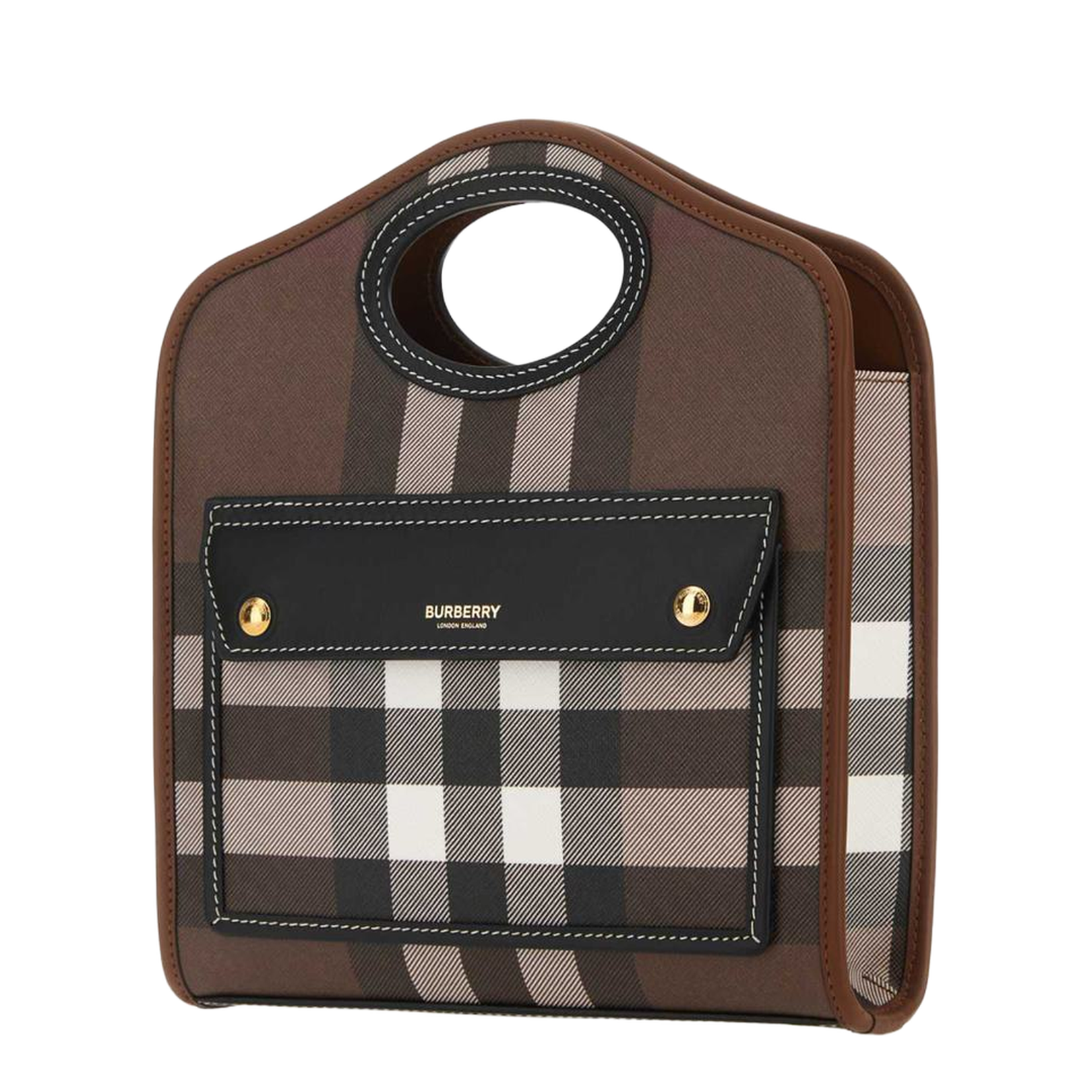 Printed E-canvas and Leather Mini Pocket Bag