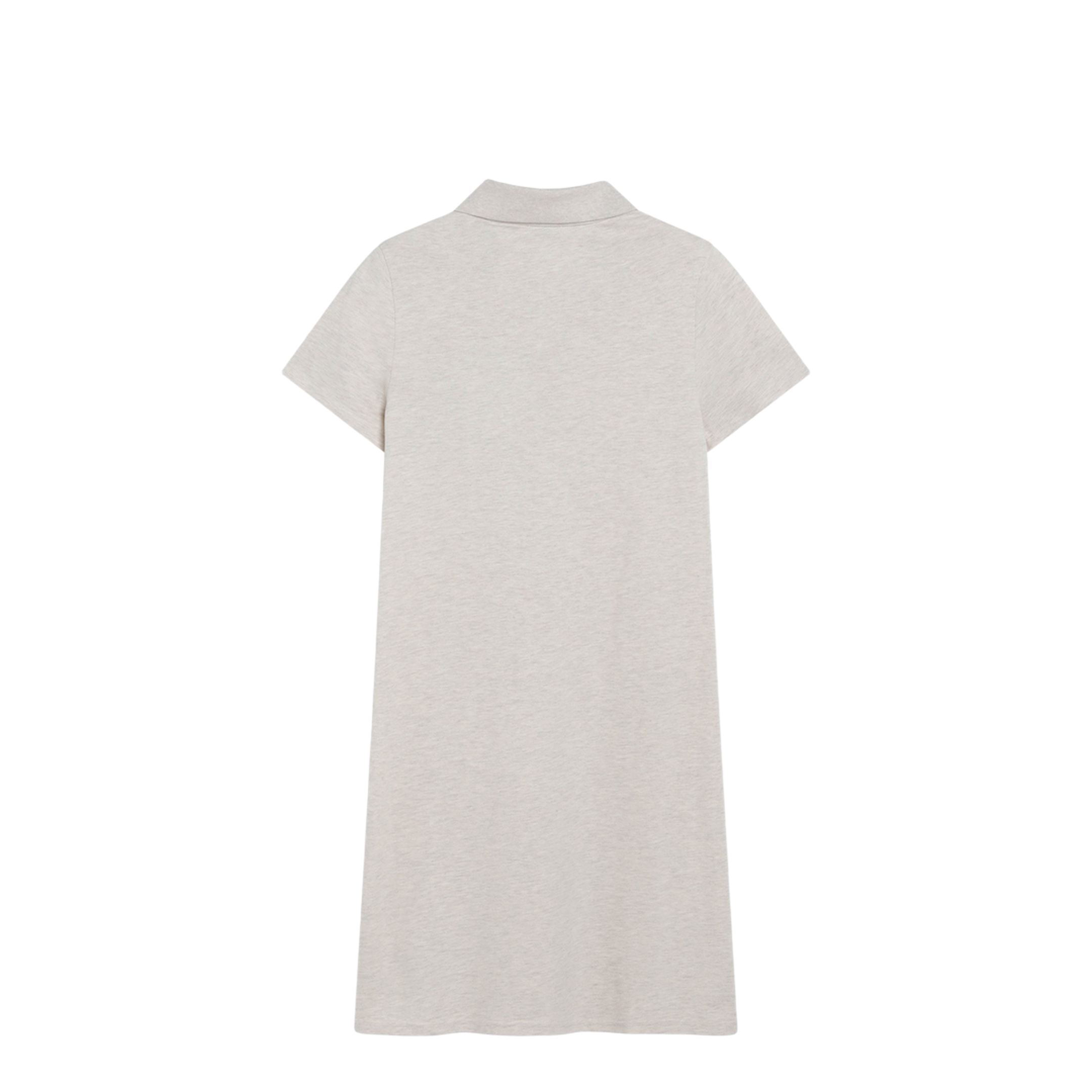 Beige Mélange Cotton Polo Dress