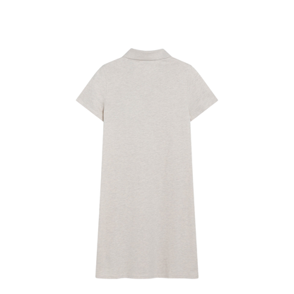 Beige Mélange Cotton Polo Dress
