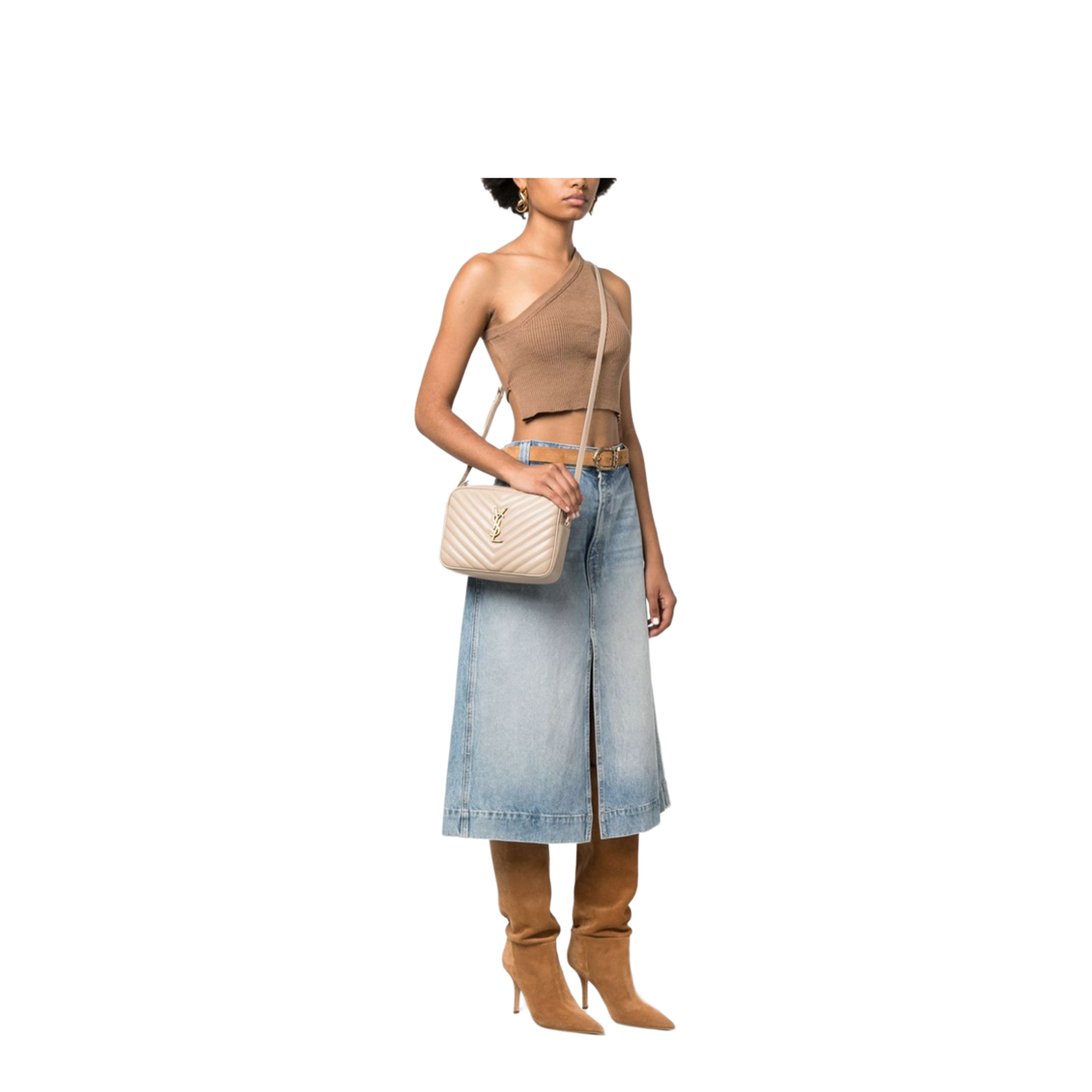 Lou Calfskin Crossbody - Dark Beige