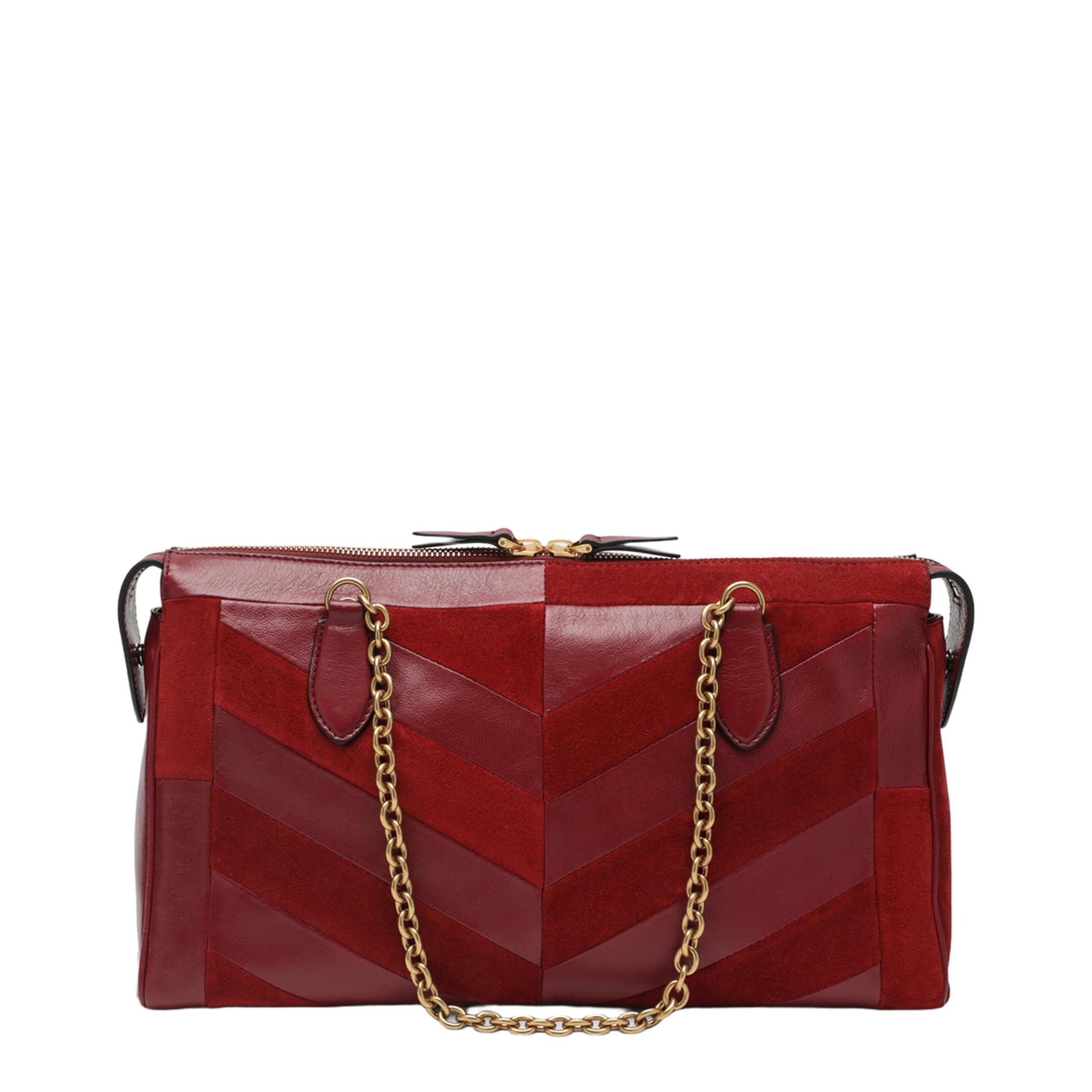 MAYFEYR - Valentino - Medium Panthea Shoulder Bag In Suede And Nappa Leather With Chevron Pattern - 9W2B0S70DEDAQS