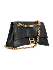 Crush Small Chain Bag Crocodile Embossed In Black