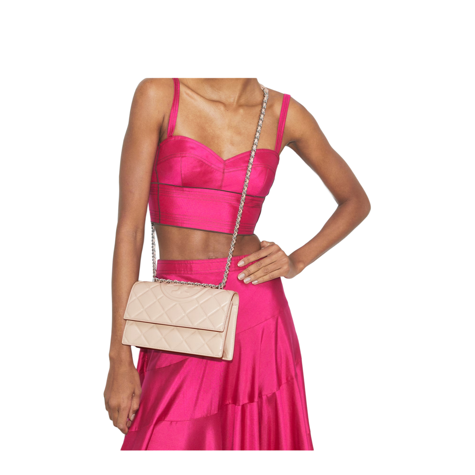 Fleming Small Pink Leather Crossbody Bag
