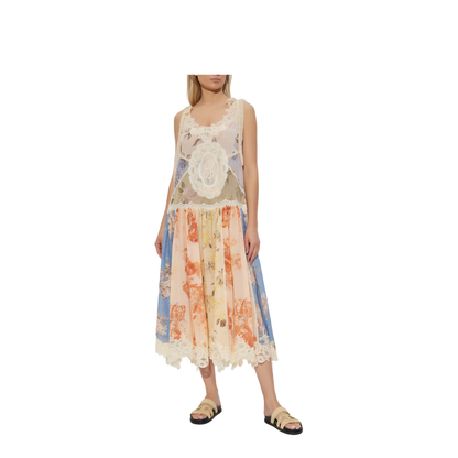 Dress with lace inserts