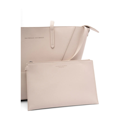 Leather Tote Bag with Pouch