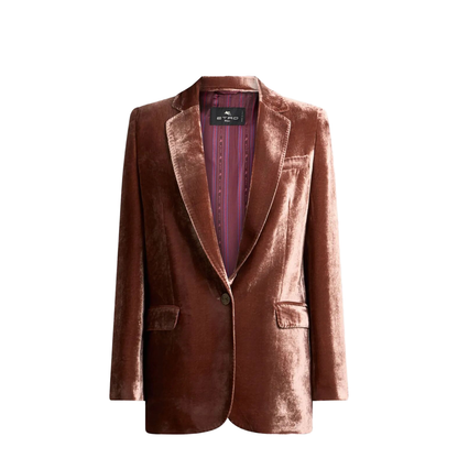Silk-Blend Velvet Straight-Cut Blazer