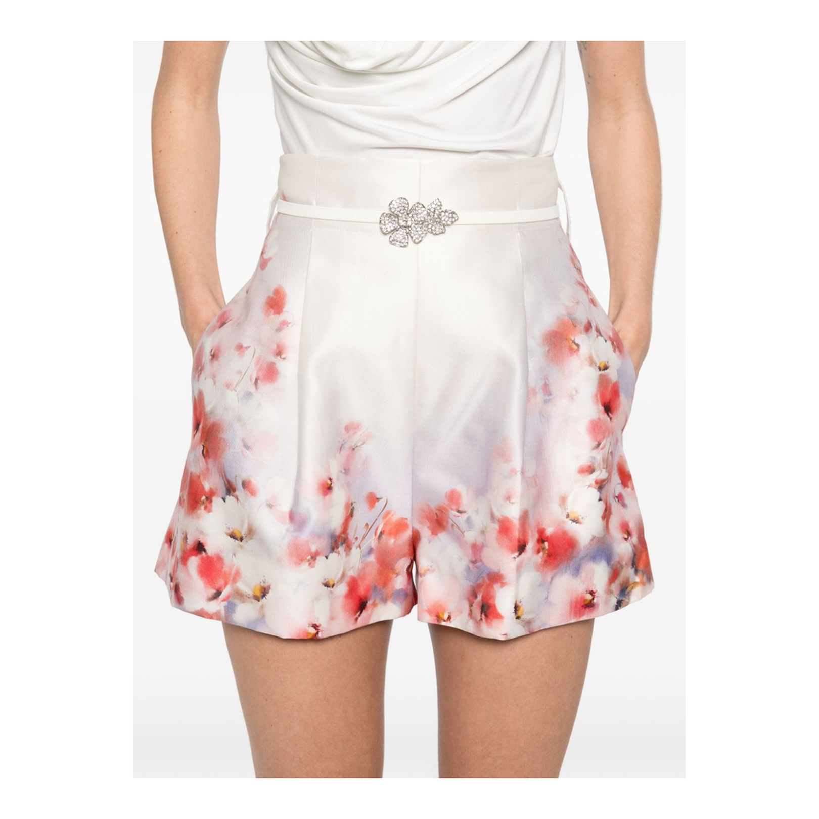 Crush Flat Front High Waist Shorts