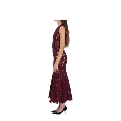 MAYFEYR - Self Portrait - Guipure Lace Midi Dress - RS26167MABURGUNDY