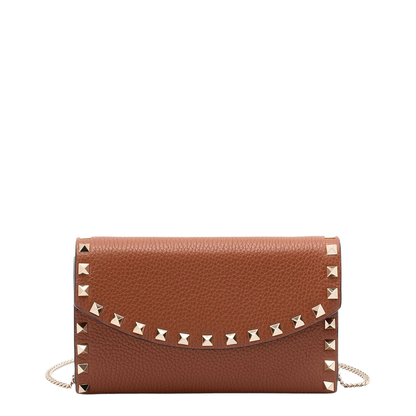Rockstud Leather Wallet on Chain