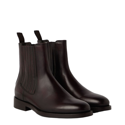 Calfskin Chelsea Boots in Dark Mahogany