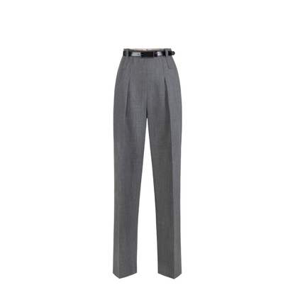 MAYFEYR - Elisabetta Franchi - Grey Wool High Waisted Trousers - PA22367E2431