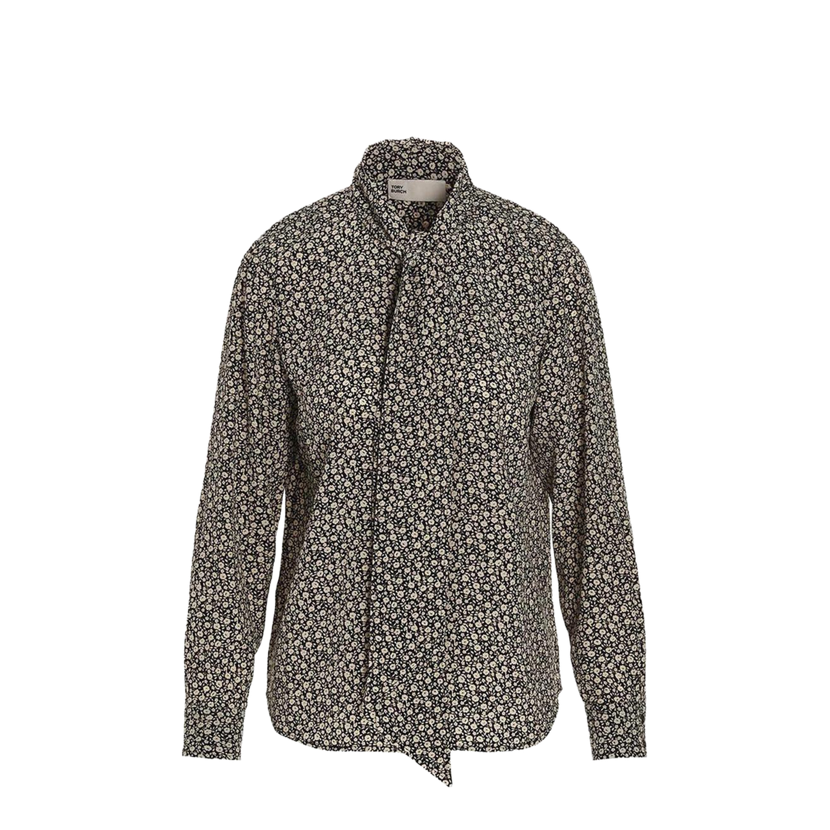 Floral Silk Shirt with Bow Collar