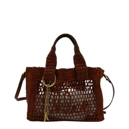 Summer Banana Small Raffia Tote - Clay Brown
