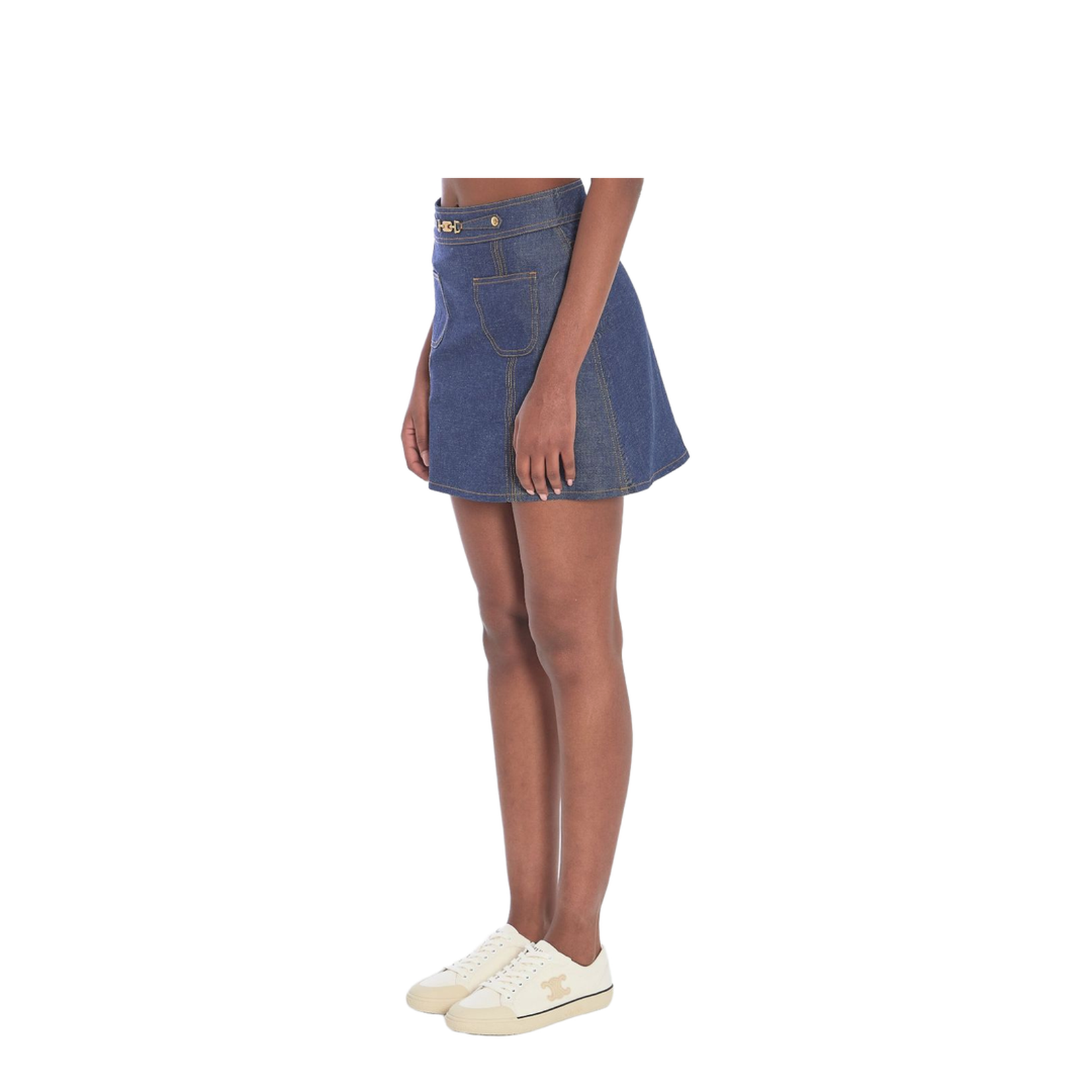 Trapeze Mini Skirt in Raw Wash Denim