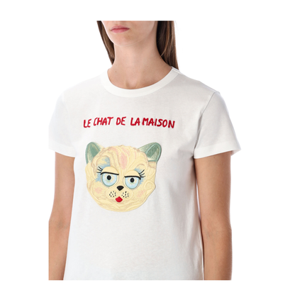 Le Chat De La Maison Jersey T-Shirt White