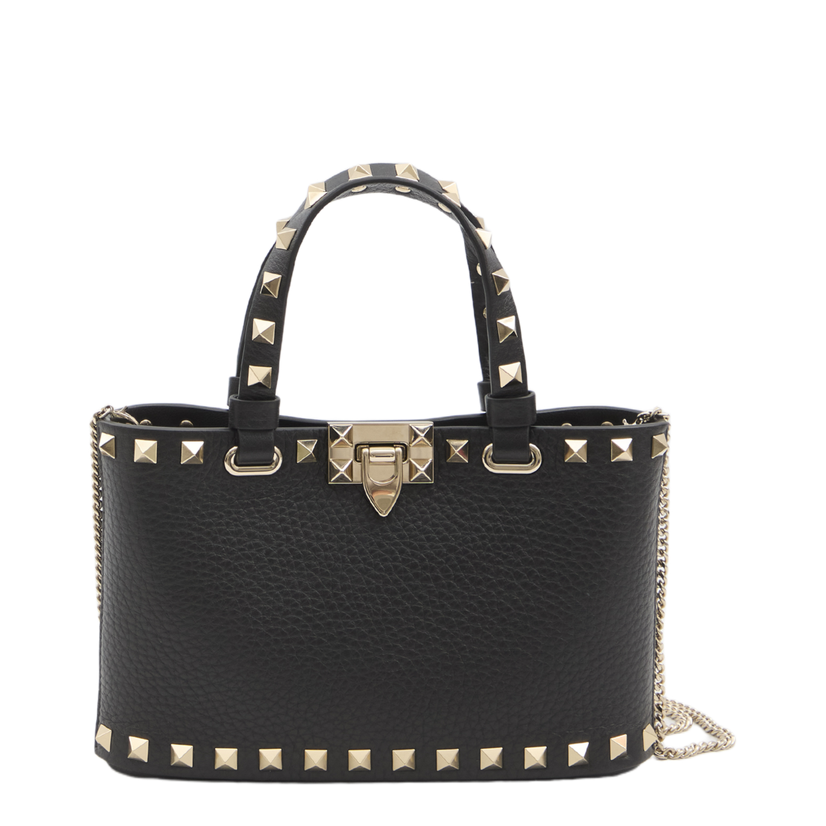 Black leather Rockstud handbag